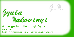 gyula makovinyi business card